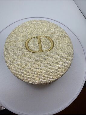 Dior Metallic Gold Round CD Logo Accessory Case